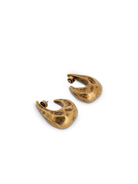 KHAITE Olivia Medium Hoop Earrings (Antique Gold)