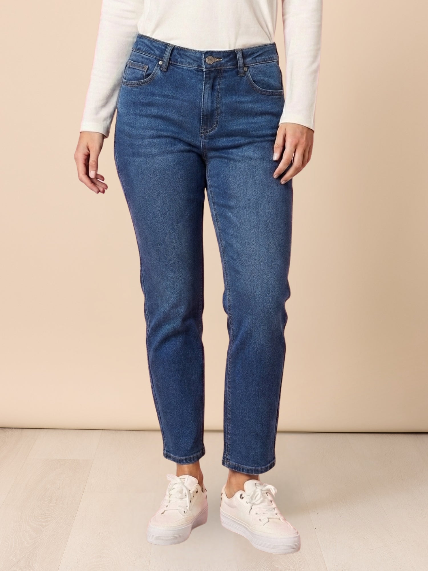 Image of Jeans. Product name - Miracle Slim Leg Jean Blue Denim in Blue Denim colour by brand - Gordon Smith