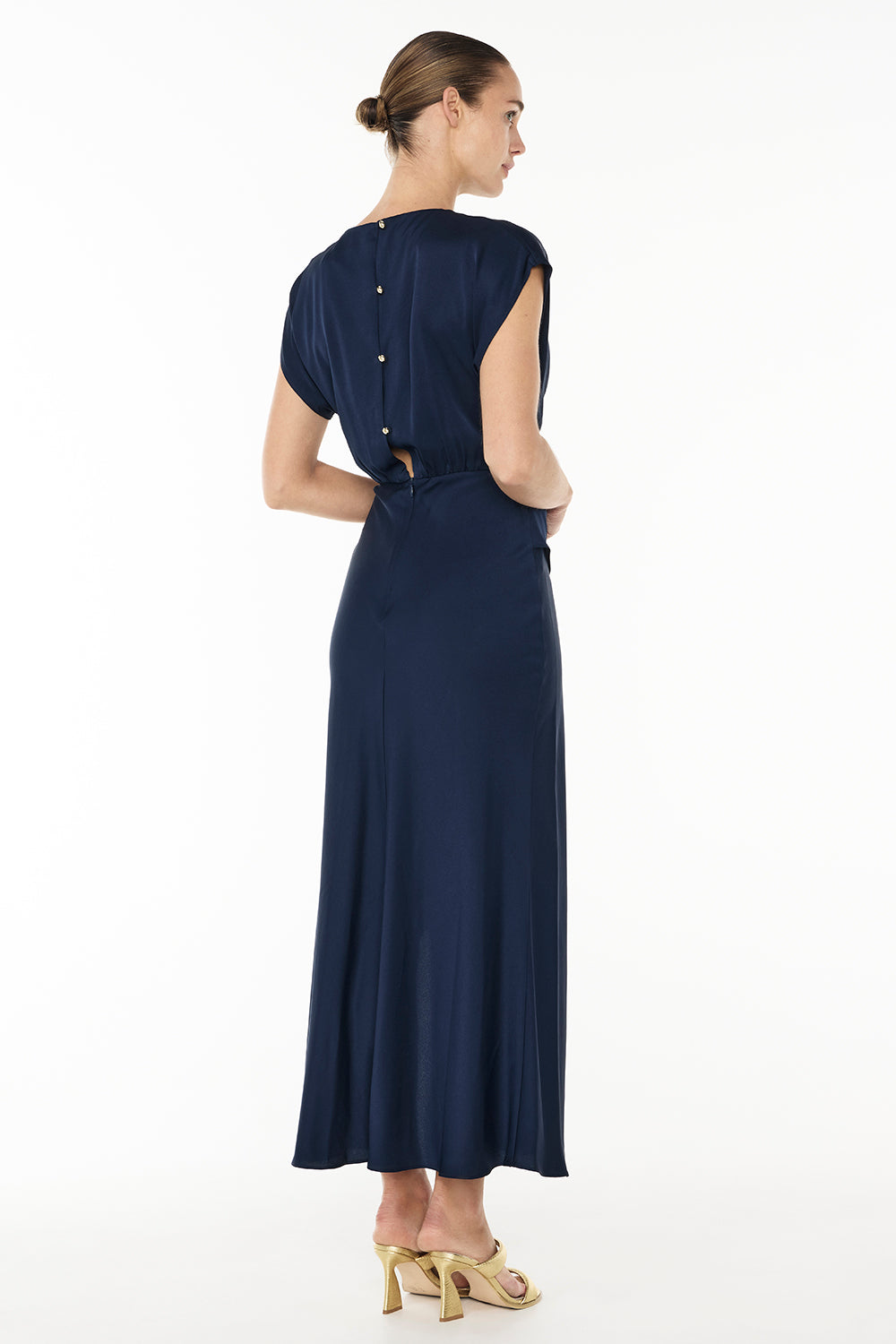 Fluid Notion Drape Dress (Navy)