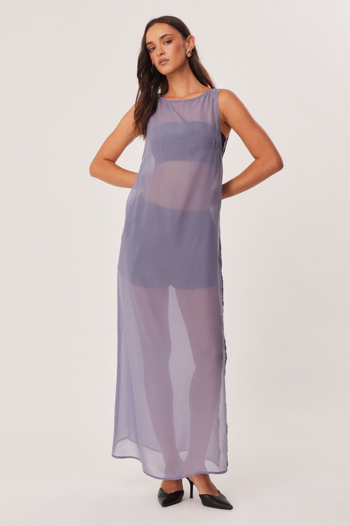 Image of Dresses. Productname: SNDYS NASH MAXI DRESS in Slate colour by brand - SNDYS