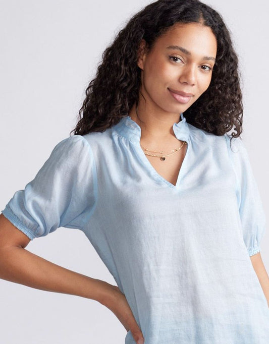White & Co. Camden Ruffle Blouse (Ice Blue)