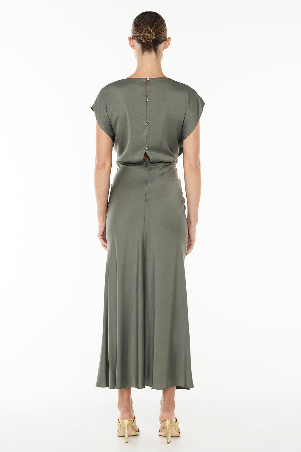 Fluid Notion Drape Dress (Dark Sage)