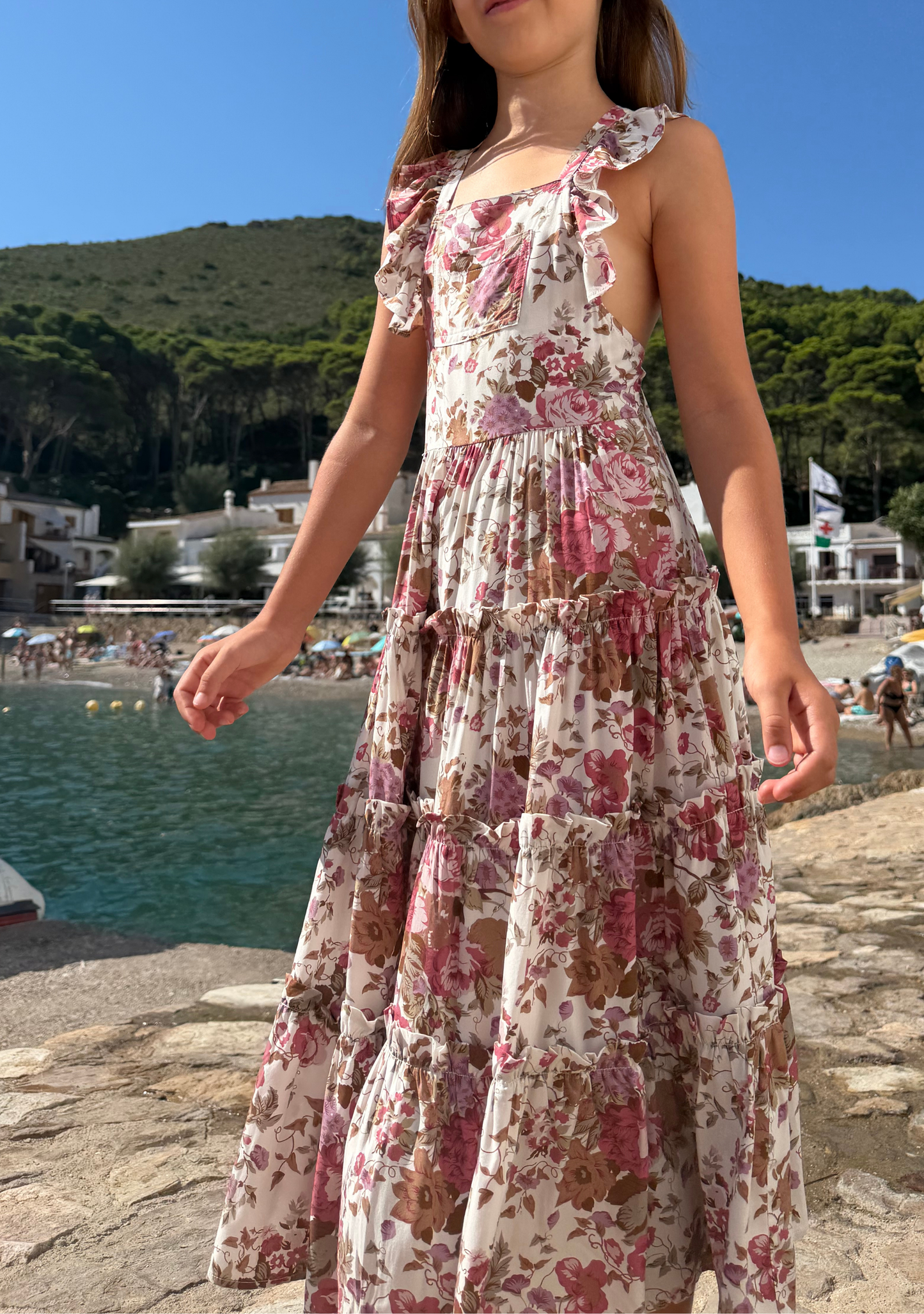 LITTLE AUGUSTE Pinafore Maxi Dress (Print)