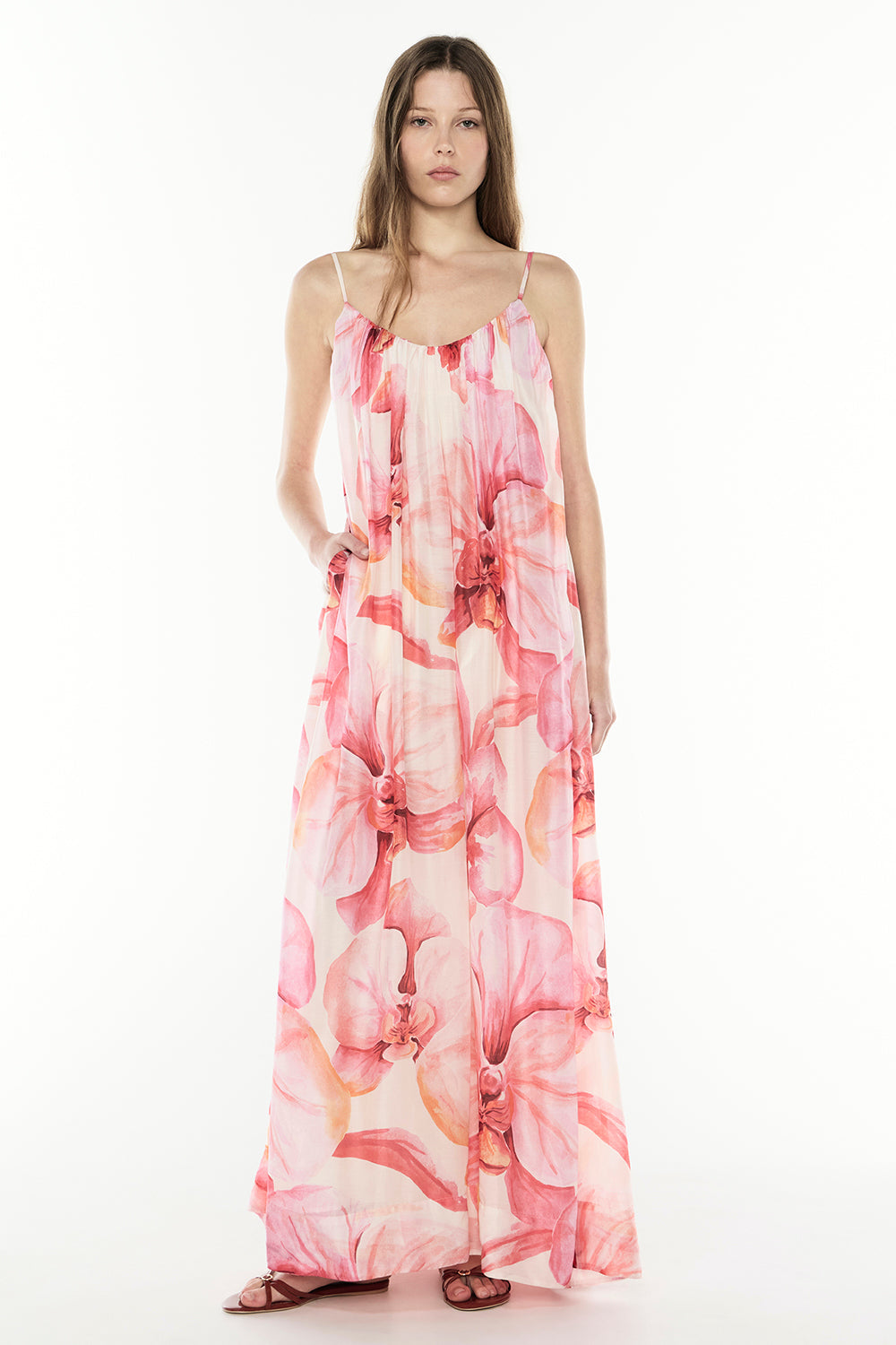Image of Dresses. Productname: Still Life Maxi Dress in PINK/MELON colour by brand - Manning Cartell