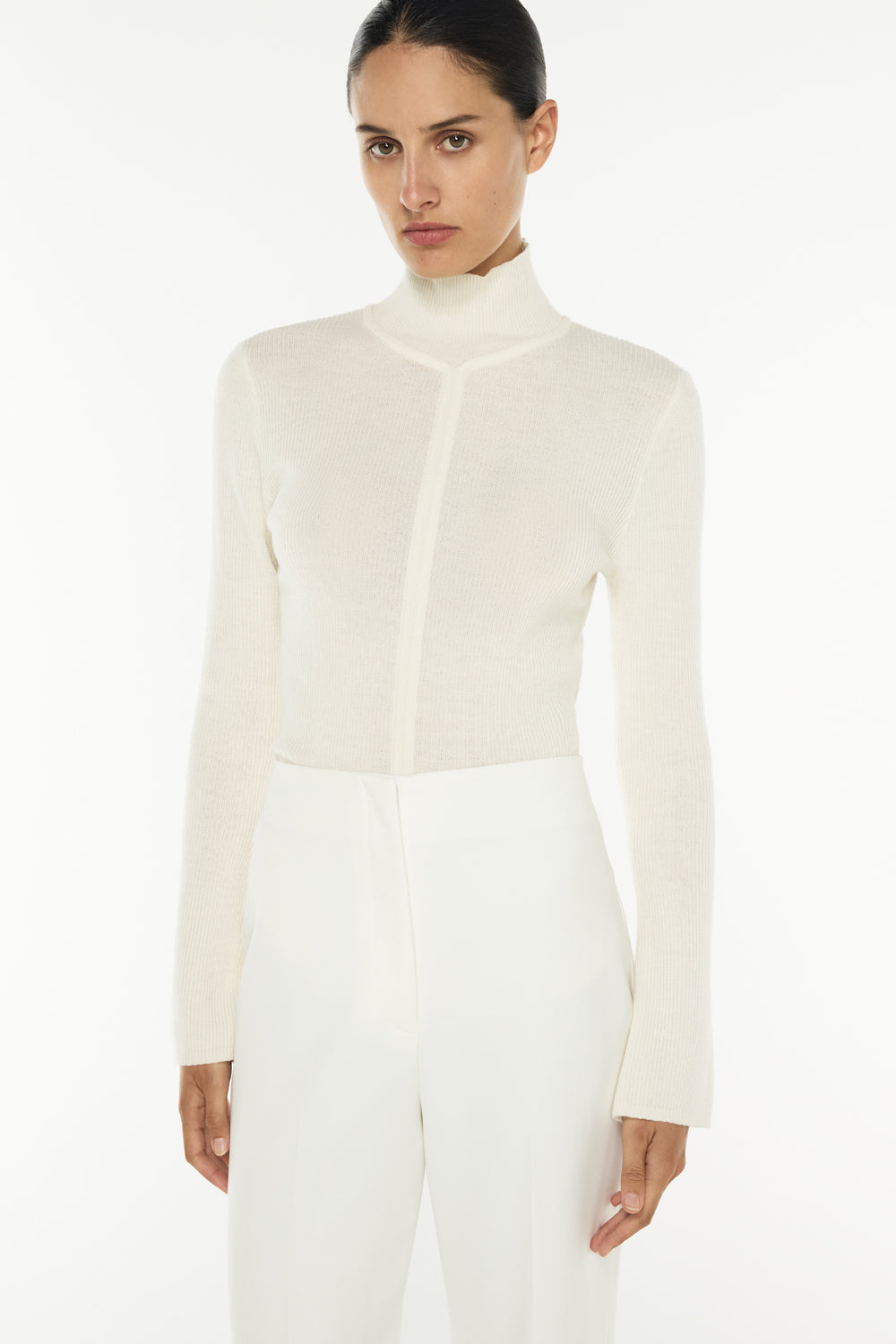 Lines Of Distinction Knit Top (Ivory)
