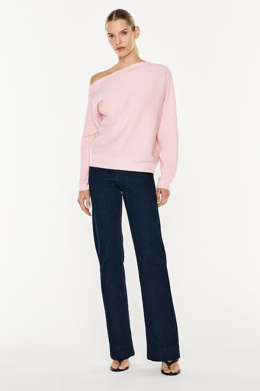 Image of a model wearing Tops. Productname: Future Feeling Knit Top in Pastel Pink colour by brand - Manning Cartell