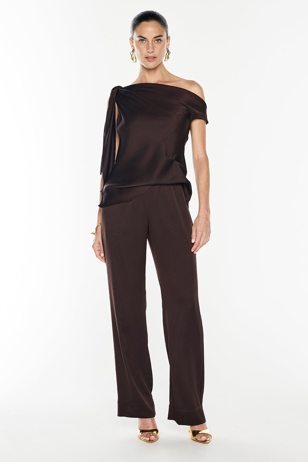 Glossed Over Tie Top (Truffle)