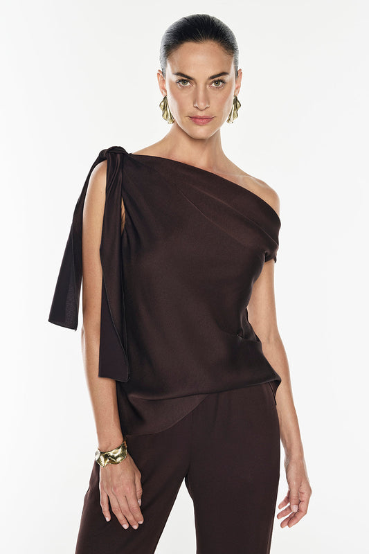 Image of Accessories. Productname: Glossed Over Tie Top in Truffle colour by brand - Manning Cartell