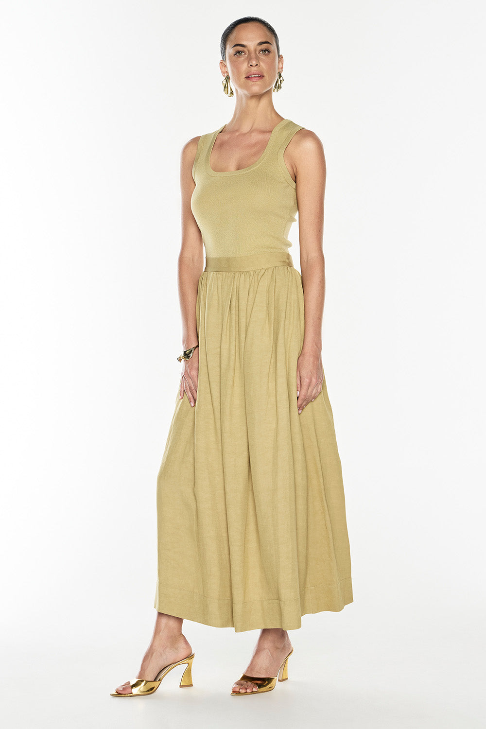 Go Figure Knit Tank (Khaki Gold)