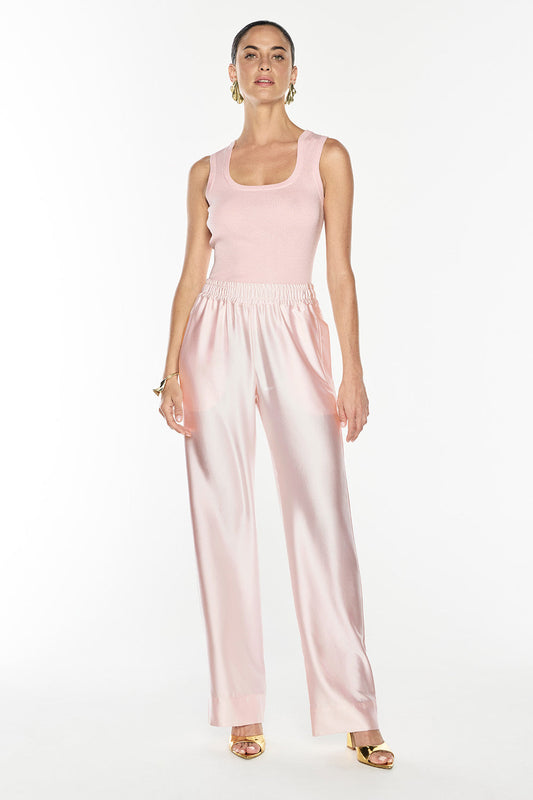 Image of a model wearing Pants. Productname: Leading Lady Pull On Pant in Shell Pink colour by brand - Manning Cartell