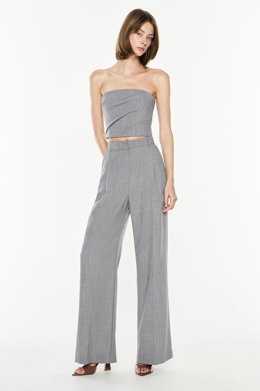 Image of a model wearing Tops. Productname: Lady Grey Bustier in Lead colour by brand - Manning Cartell