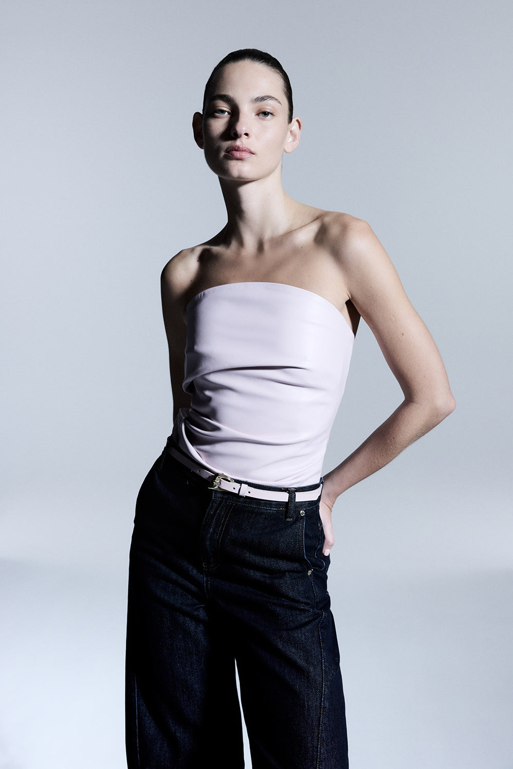 Image of a model wearing Tops. Productname: Limitless Love Bustier in Pink colour by brand - Manning Cartell