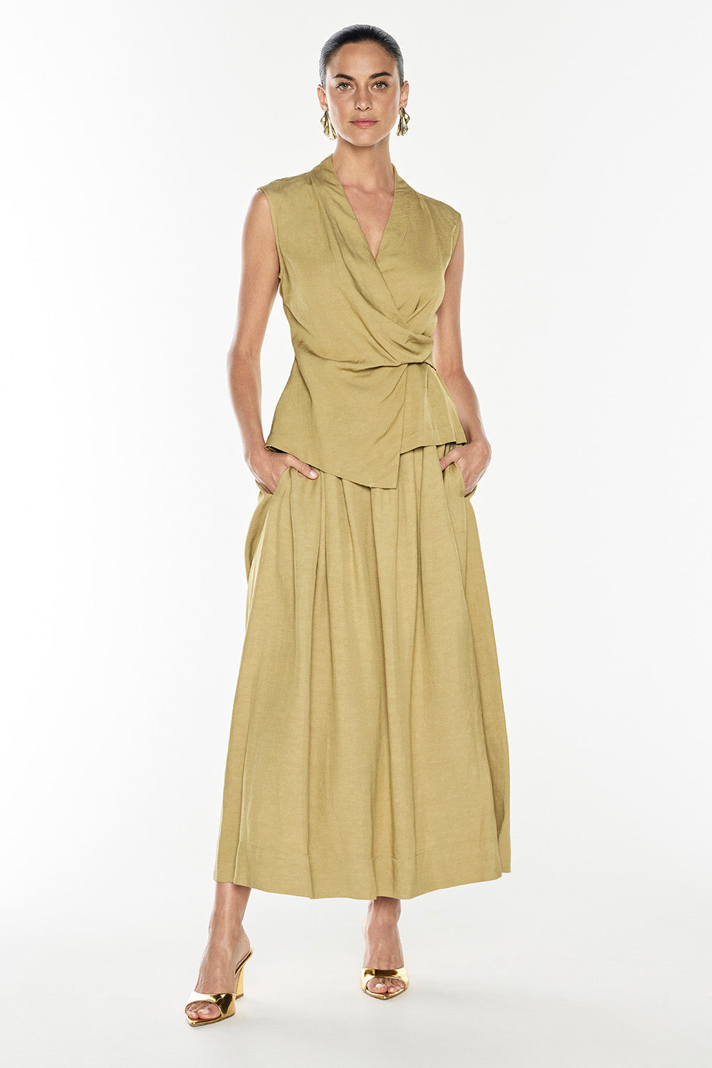 Final Note Wrap Top (Khaki Gold)