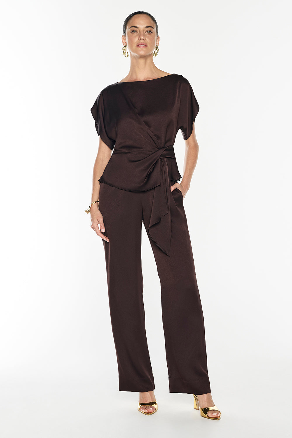 Glossed Over Pull On Pant (Truffle)