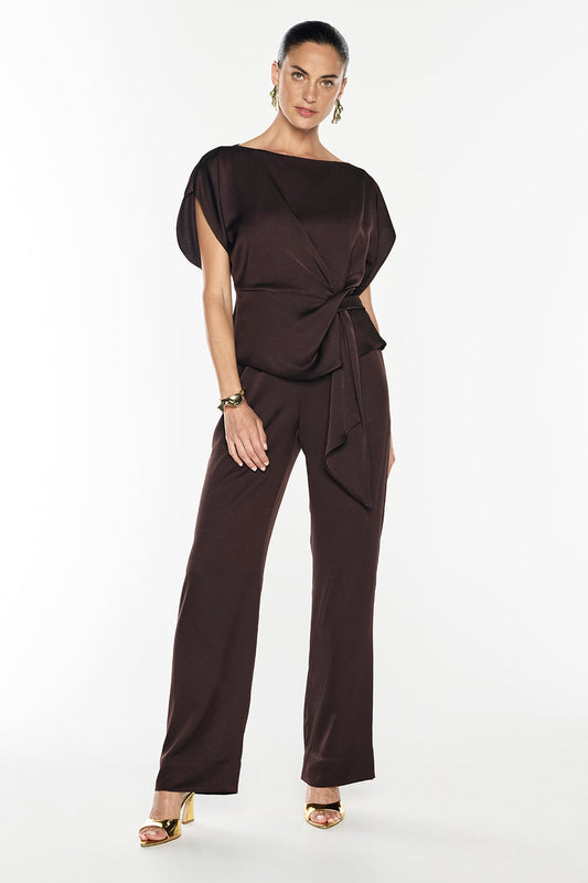 Glossed Over Drape Top (Truffle)