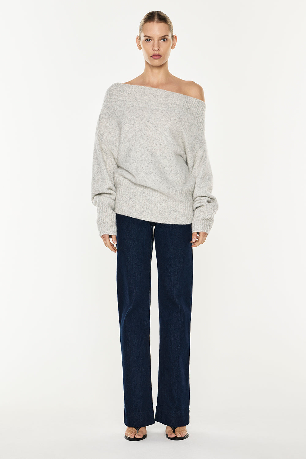 Frame Of Mind Knit Top (White/Grey Melange)
