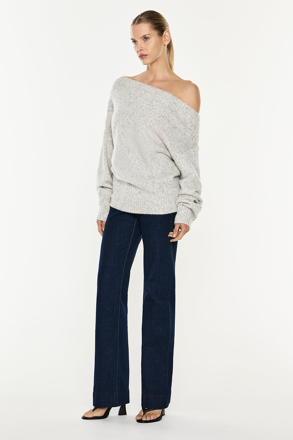 Frame Of Mind Knit Top (White/Grey Melange)