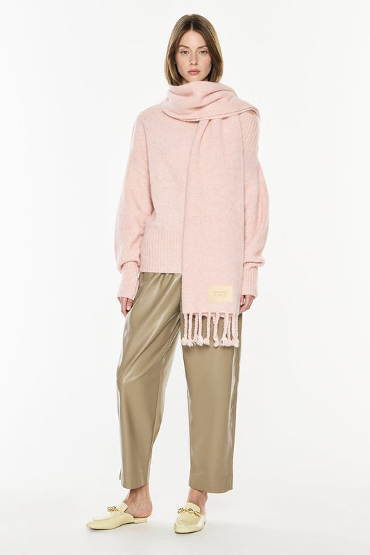 Image of a model wearing Tops. Productname: Frame Of Mind Knit Top in Pink Melange colour by brand - Manning Cartell