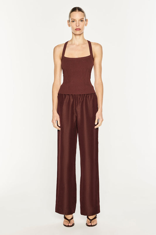 Image of a model wearing Tops. Product name - Love All Knit Top in Cocoa colour by brand - MANNING CARTELL