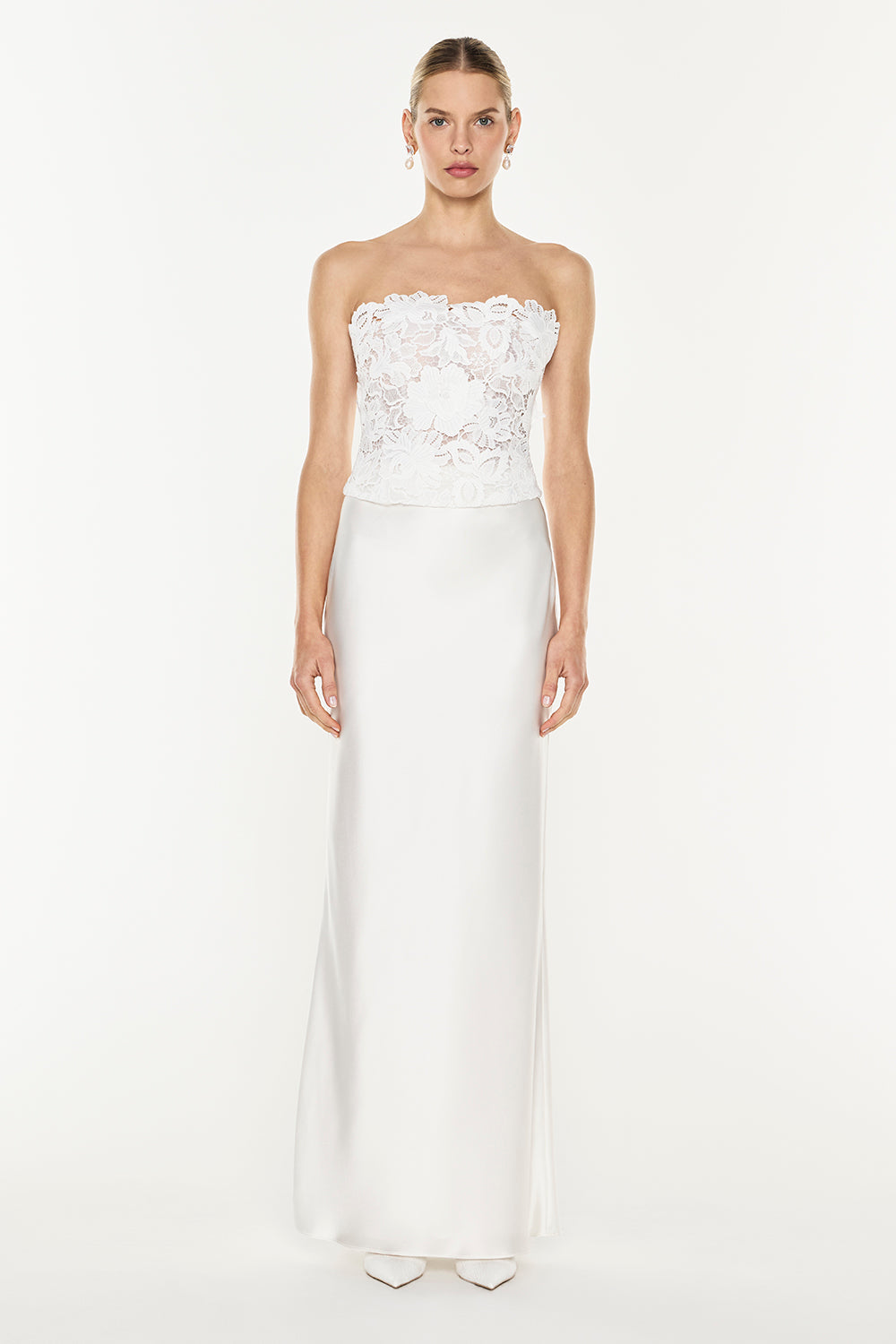 Luminous Bias Maxi Skirt (White)