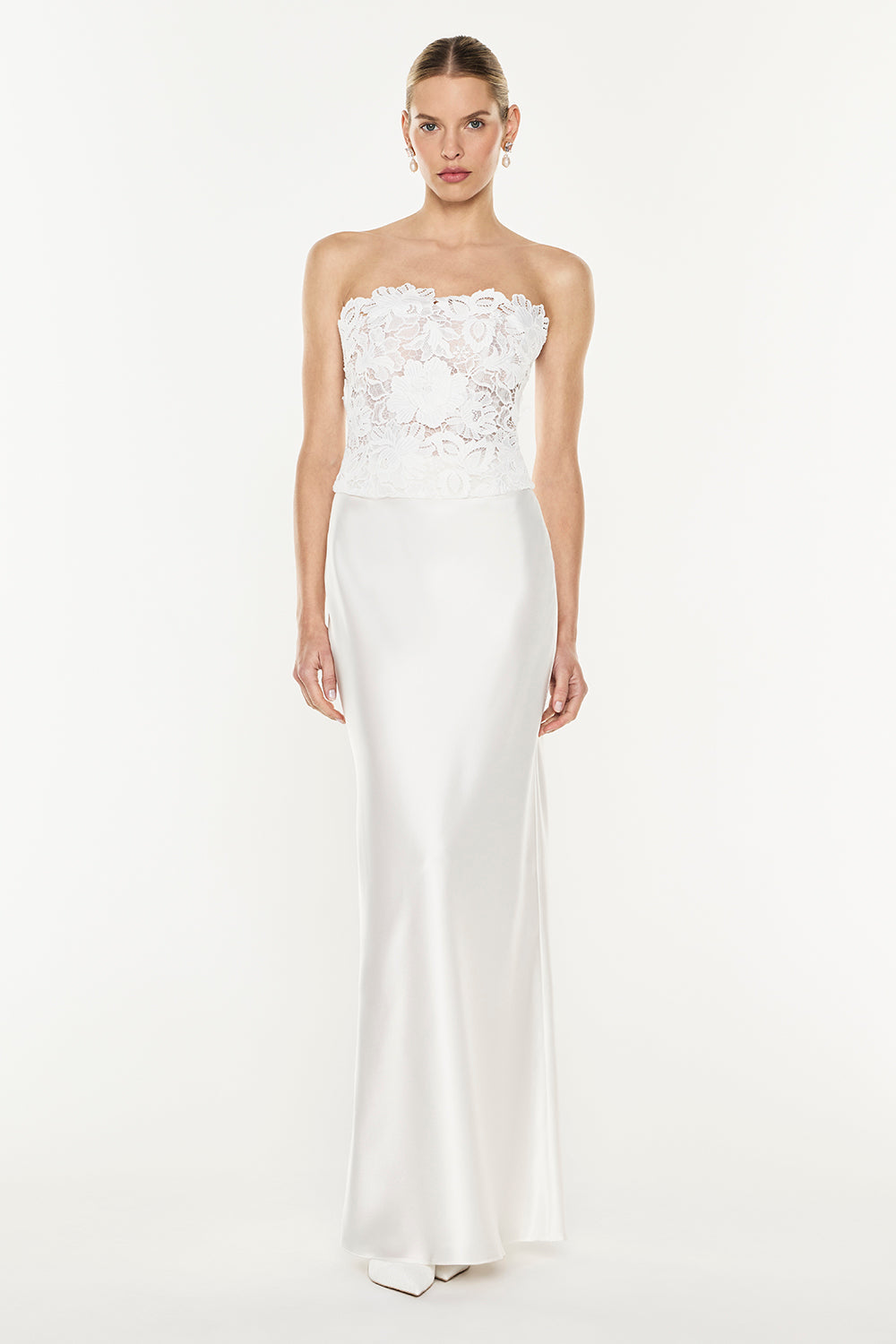 Luminous Bias Maxi Skirt (White)