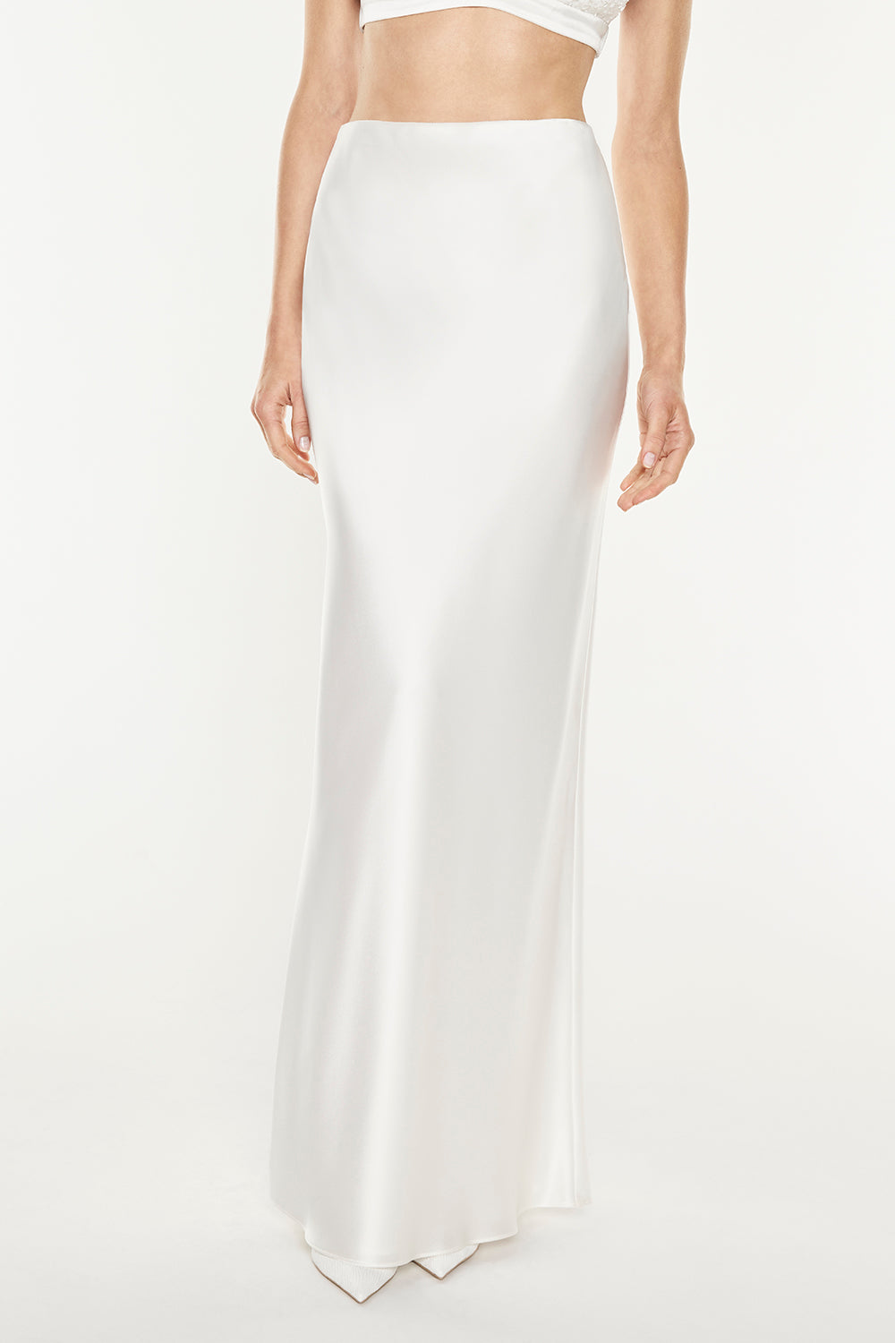 Luminous Bias Maxi Skirt (White)