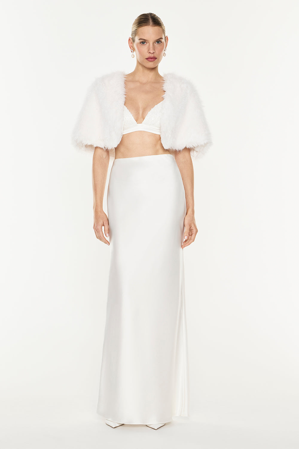Faux Fur Capelet (White)