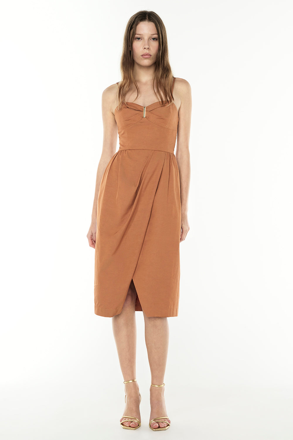 Image of Dresses. Productname: Under The Sun Midi Dress in CHESTNUT colour by brand - Manning Cartell