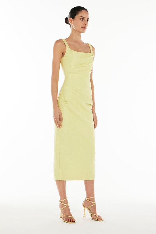 Love Blossoms Raffia Midi Dress (Limoncello)