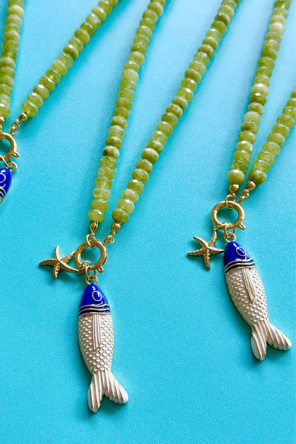Image of Necklaces. Product name - Mermaid Harbour Necklace in Green colour by brand - Betty Basics