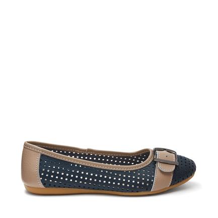 Image of Flats. Product name - Dolce Women's Casual Flat Closed NAVY/TAN Novo Casual in Navy/Tan colour by brand - NOVO