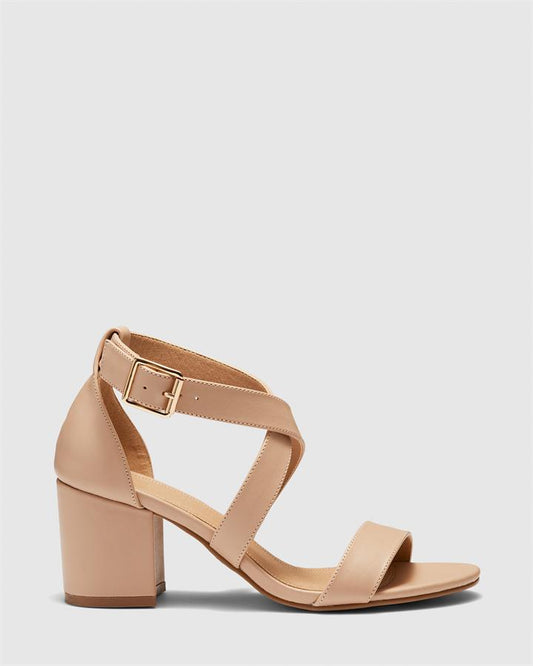 Image of Sandals. Product name - Universal Women's Strappy Low Heel Nude Novo Sandals in Nude colour by brand - NOVO