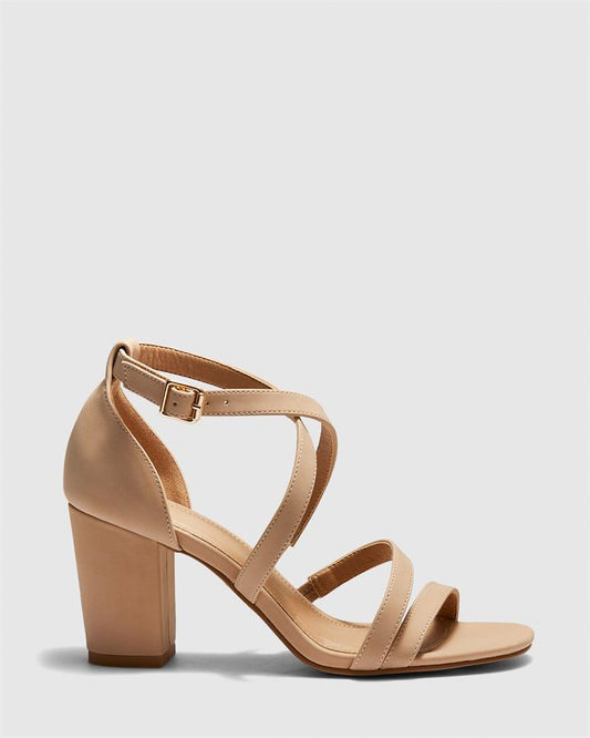 Image of Sandals. Product name - Ucci Women's Strappy Low Heel Nude Novo Sandals in Nude colour by brand - NOVO