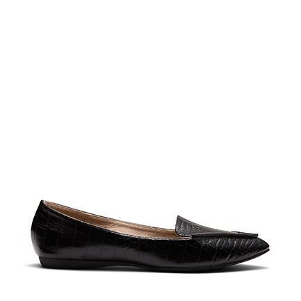 Image of Flats. Product name - Colorado Women's Casual Flat Closed Black Croc Novo Casual in Black Croc colour by brand - NOVO