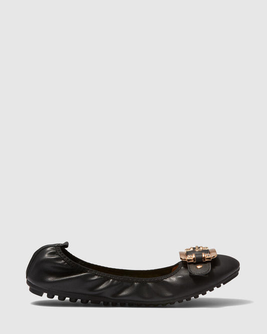 Image of Flats. Product name - Ellera Women's Casual Flat Closed BLACK Novo Casual in Black colour by brand - NOVO
