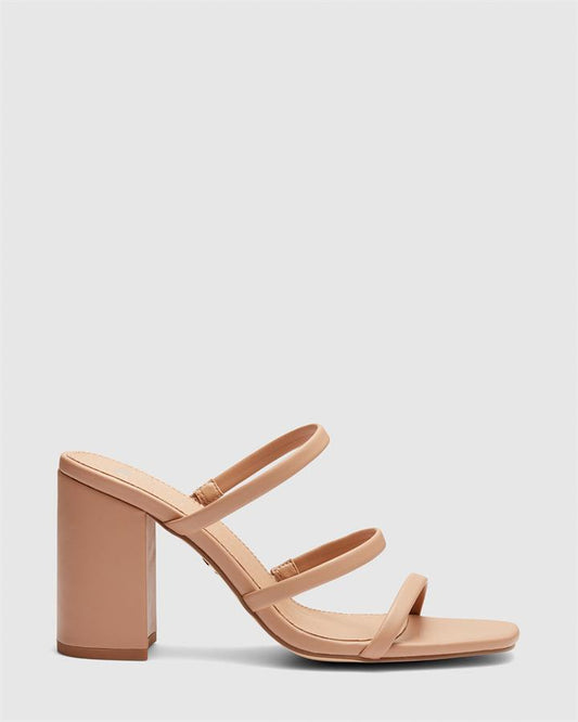 Image of Sandals. Product name - Mood Women's Strappy High Heel Buff Novo Sandals in Buff colour by brand - NOVO