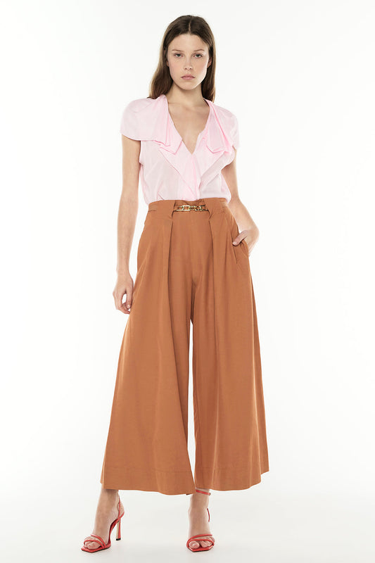Image of a model wearing Pants. Productname: Under The Sun Culotte in CHESTNUT colour by brand - Manning Cartell