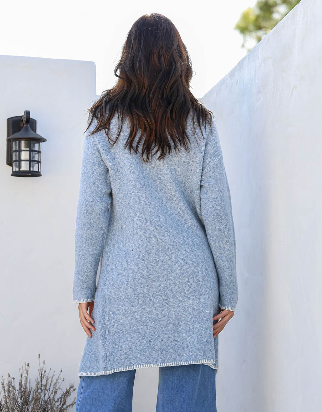 132 Fashion Noa Blanket Stitch Coatigan (Blue)
