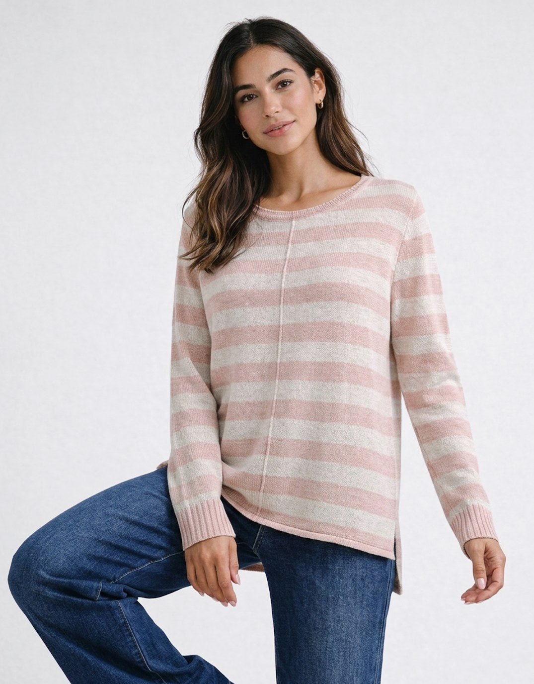 132 Fashion Calista lightweight Stripe Knit (Blush/Latte)