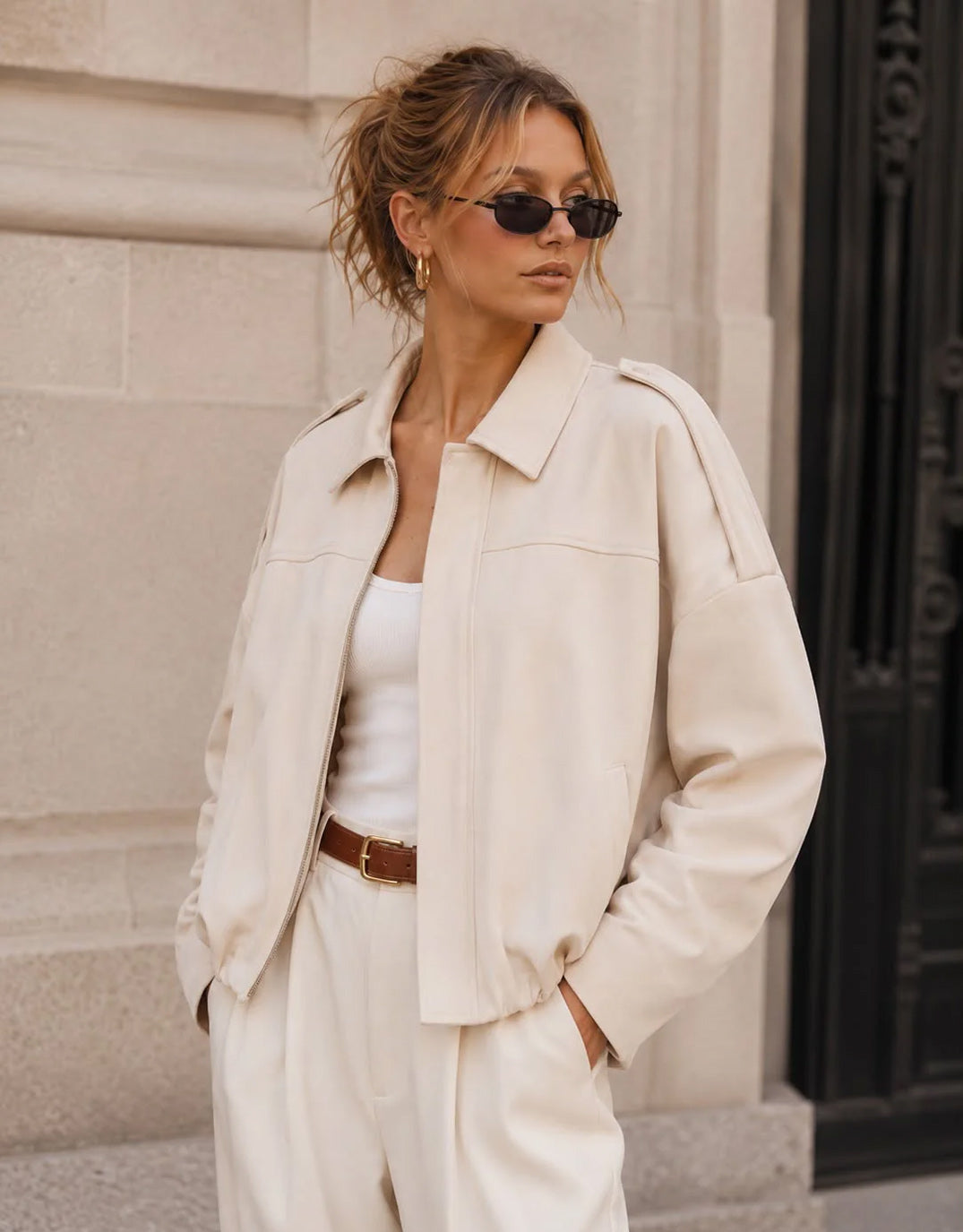 132 Fashion Elle Bomber Jacket (Cream)