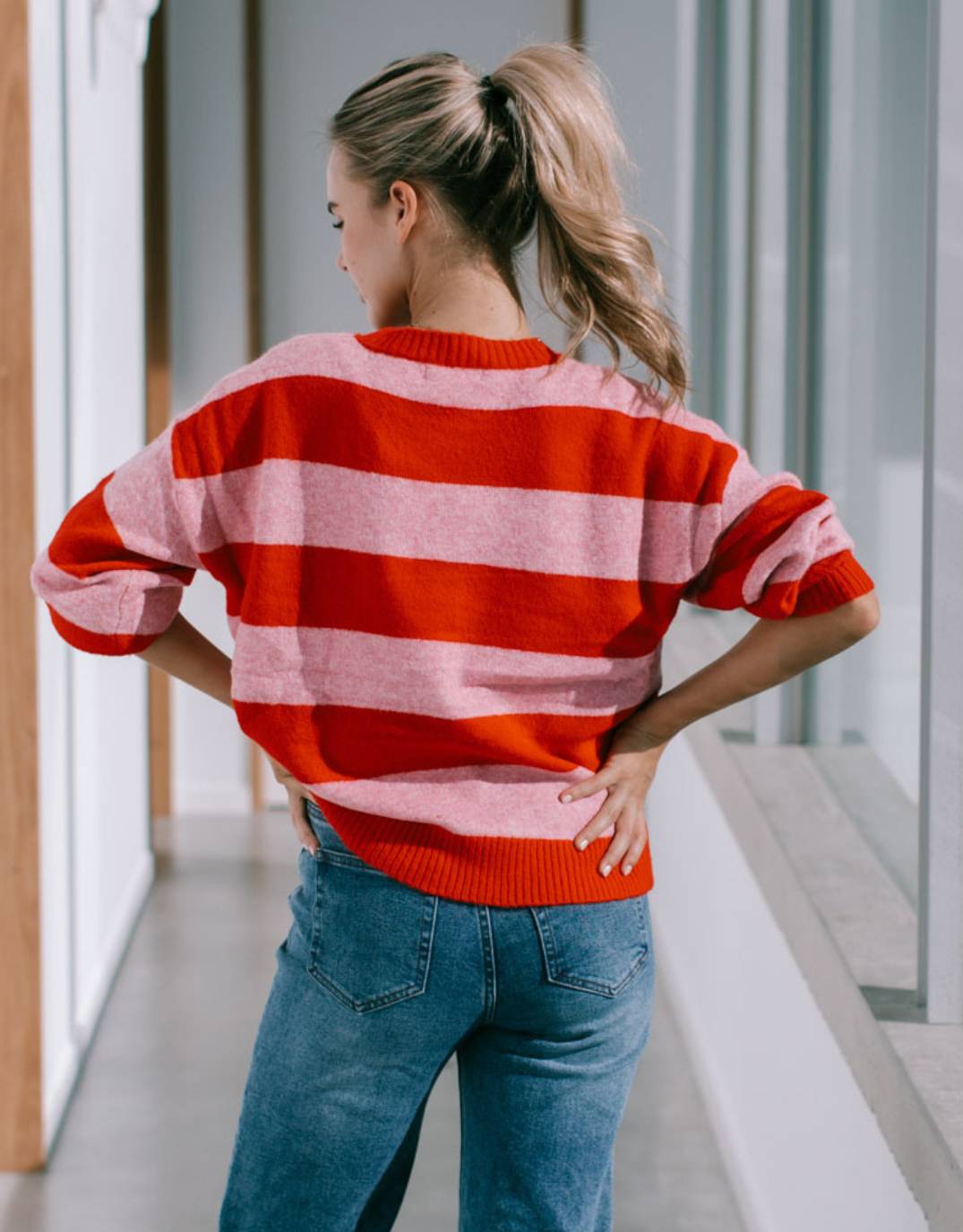 132 Fashion Frankie Stripe Knit (Red/Pink)