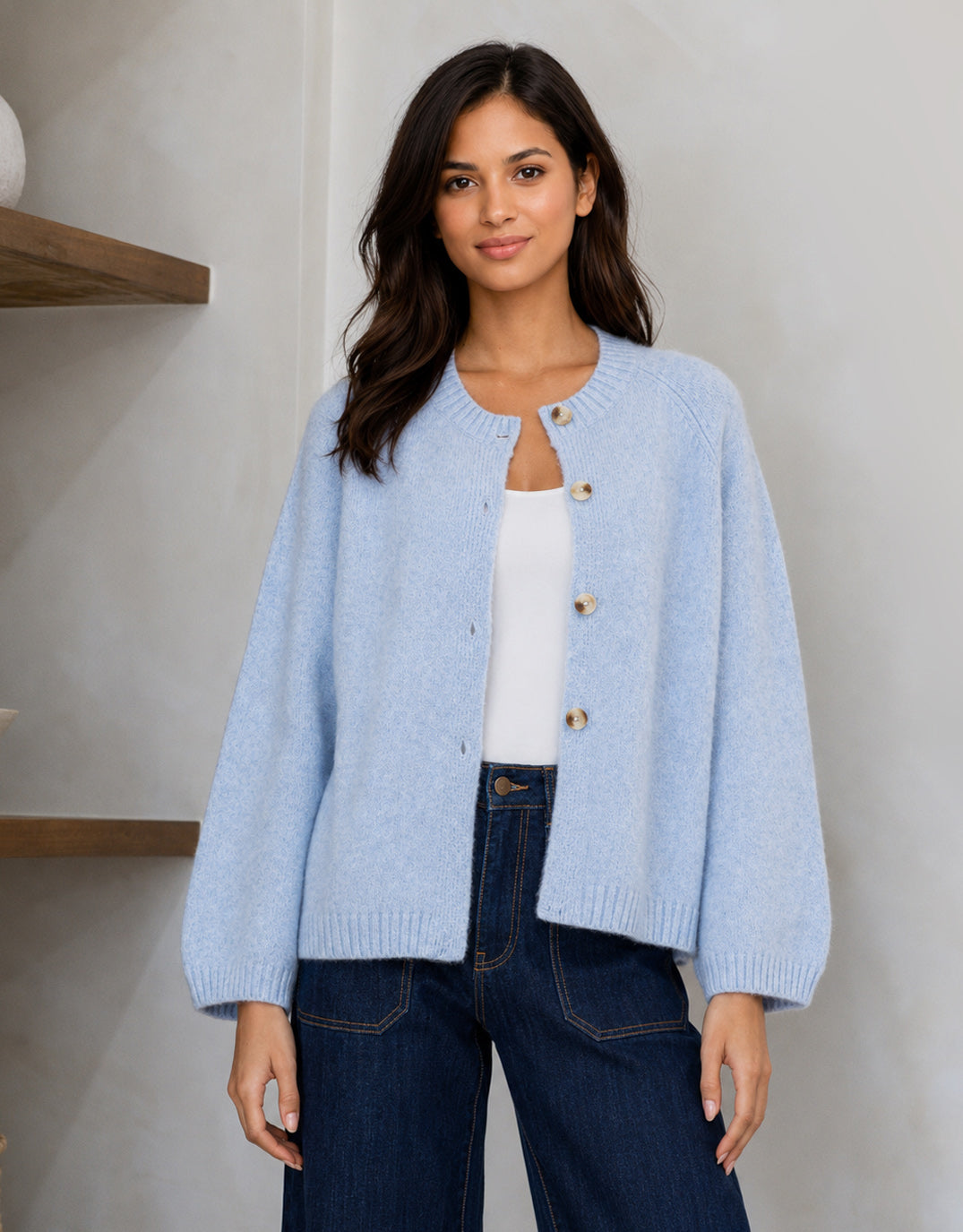 132 Fashion Lennox Long Sleeve Cardi (Powder Blue)