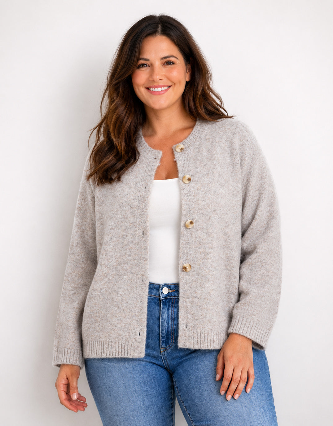 132 Fashion Lennox Long Sleeve Cardi (Warm Beige)
