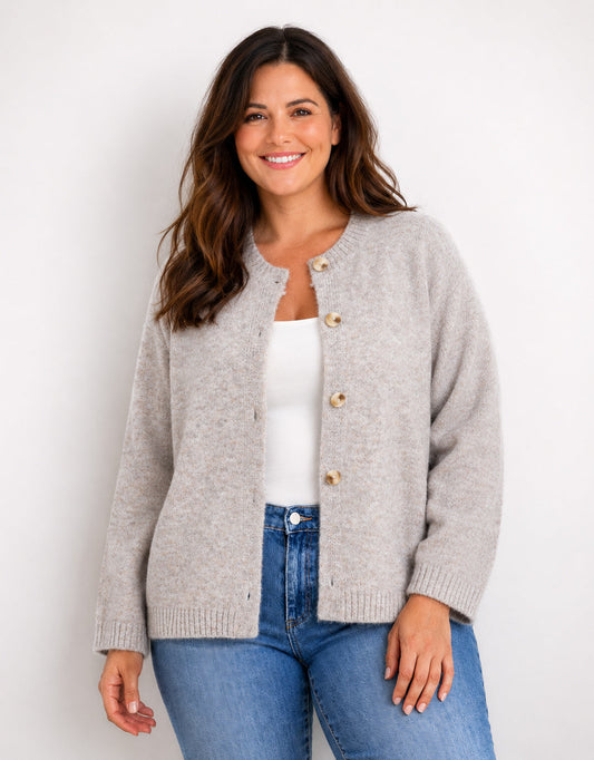 132 Fashion Lennox Long Sleeve Cardi (Warm Beige)