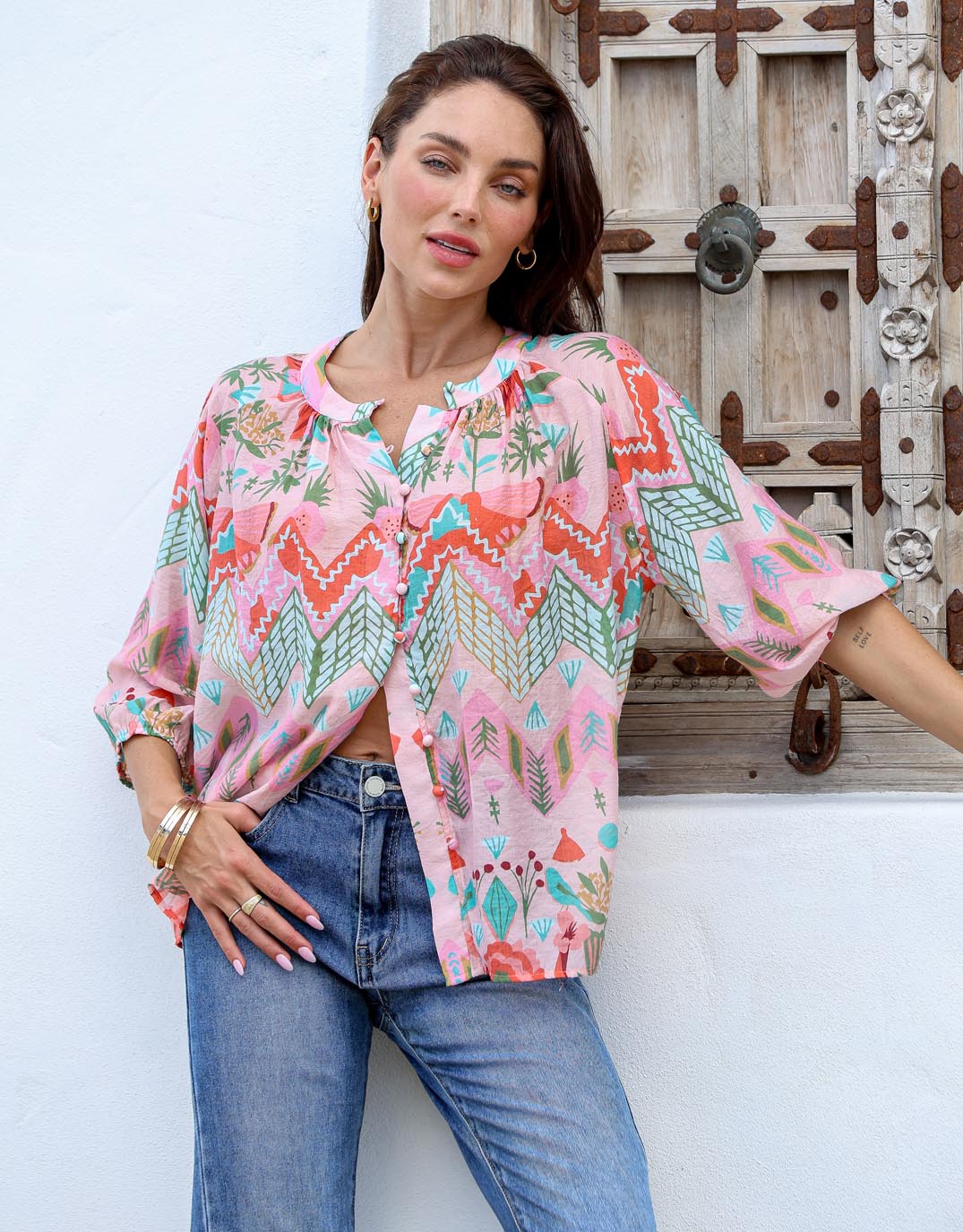 132 Fashion Malta Blouse (Pink Garden)