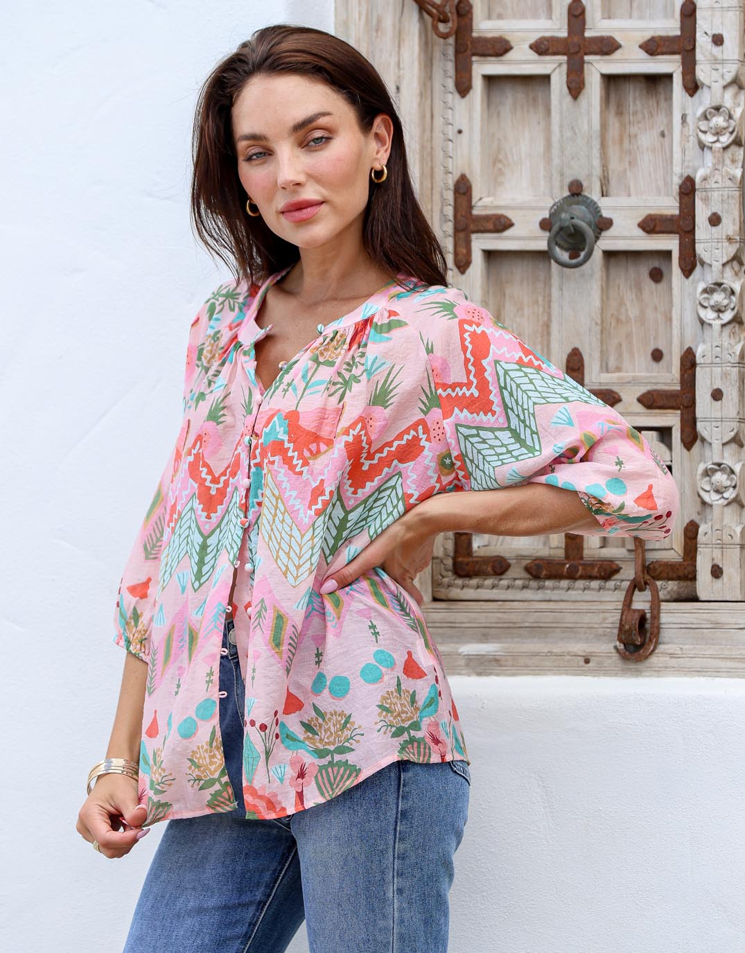 132 Fashion Malta Blouse (Pink Garden)