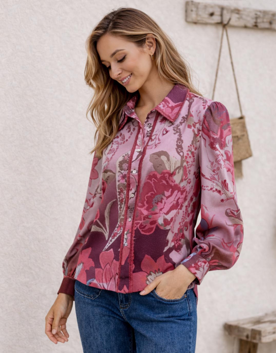 132 Fashion St Tropez Blouse (Berry Multi)