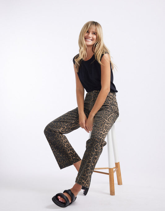 Image of Jeans. Productname: Stretch Straight Leg Jean - in Leopard Print colour by brand - 132 Fashion