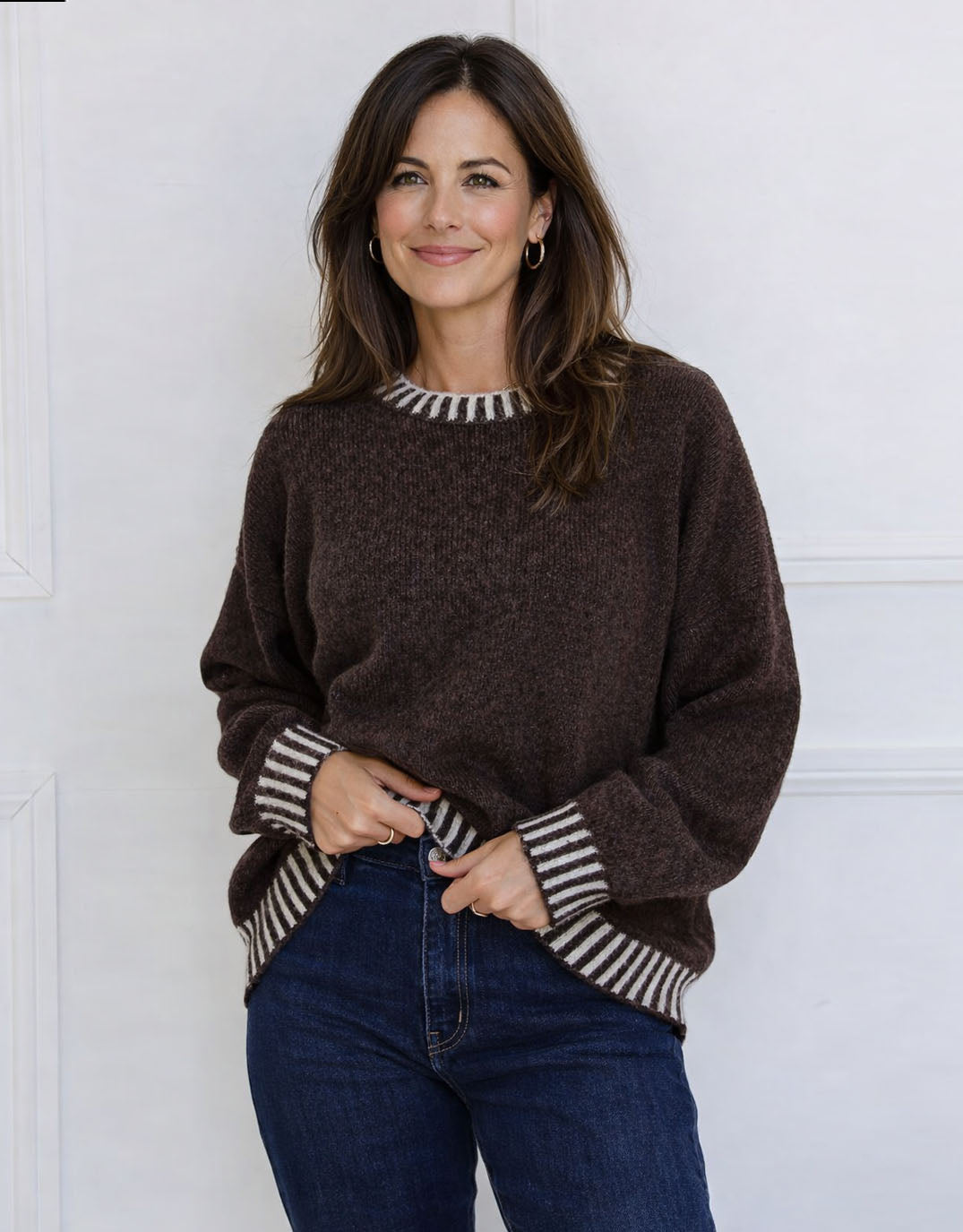 132 Fashion Tilly Wool Blend Crew Neck Knit (Chocolate)