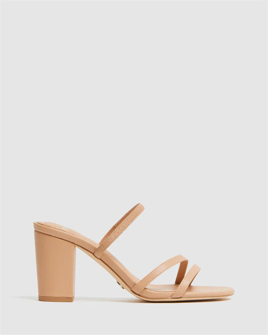 Image of Sandals. Product name - Monday Women's Strappy High Heel Buff Novo Sandals in Buff colour by brand - NOVO